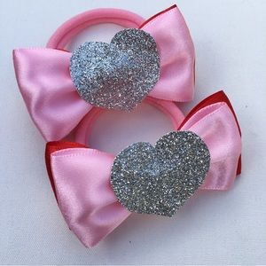 2 Pcs Ribbons 🎀 Ponytail for girl handmade Valentine’s Day